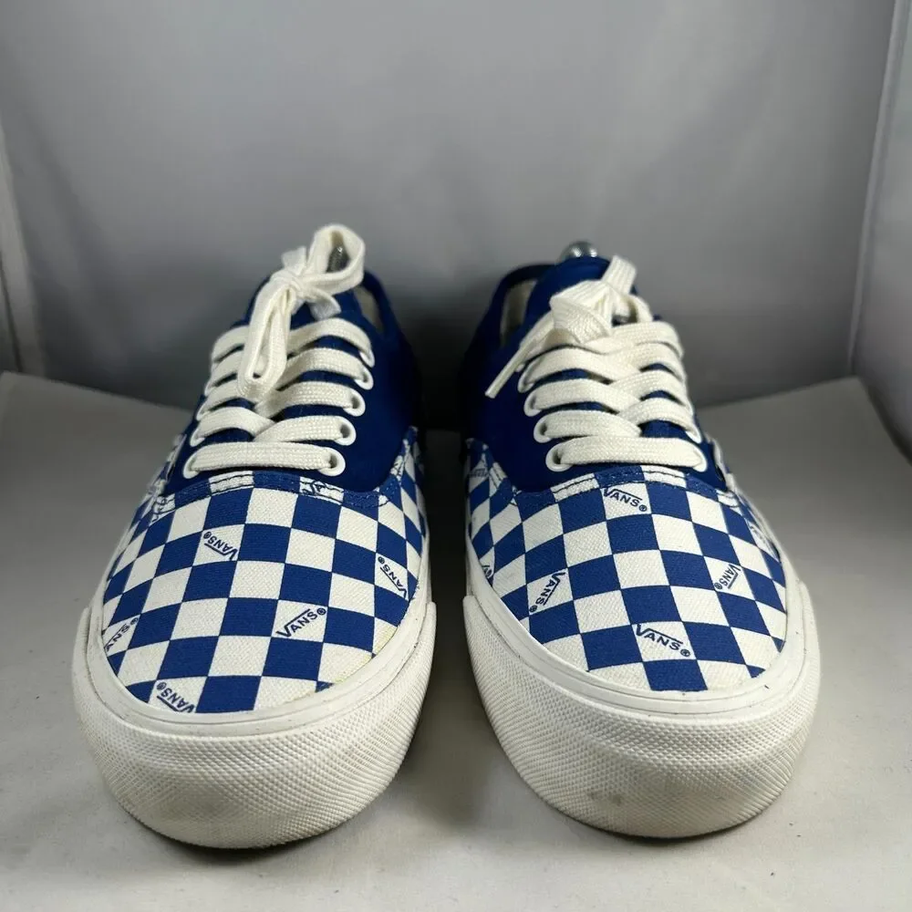 VANS Mens 8.5 OG Authentic LX True Blue Checkerboard Toe Sneaker Skateboarding